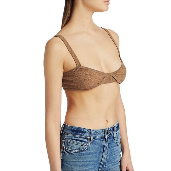 NWT Khaite Eda Cashmere Bralette in Camel Tan Size XS - Picture 4 of 9